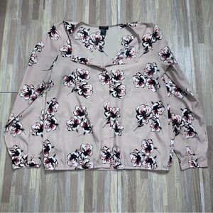 Ann Taylor Floral Blouse in Pink and Black